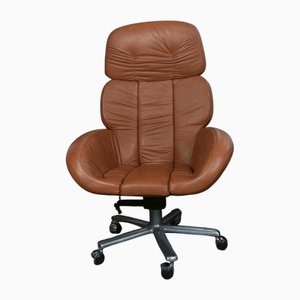 Leather Presidential Desk Swivel Chair, 1970s
