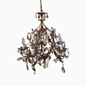 Antique Ceramic Roses Chandelier Romance, 1920s