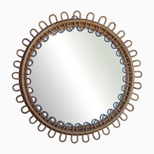 Miroir Rond en Rotin par Franco Albini, Italie, 1950s