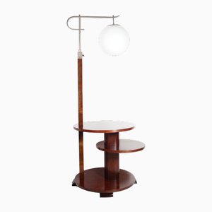 Art Deco Walnut Burl and Chrome Floor Lamp, 1920s