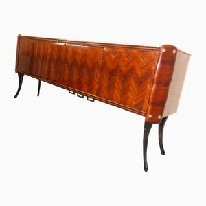 Sideboard with Herringbone Motif and Brass Details in the style of Paolo Buffa, 1950s