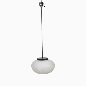 Mid-Century Opaline and Chrome Pendant, Former Czechoslovakia, 1960s