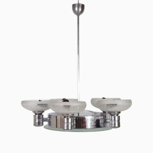Chrome Chandelier from Napako, Former Czechoslovakia, 1940s