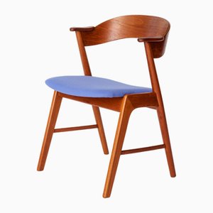 Moderner blauer Mid-Century Teak Polsterstuhl von Korup Stolefabrik Dänischer Vintage, 1960er