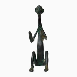 Sculpture Naïve Vintage de Batteur en Bronze, Afrique, 1970s