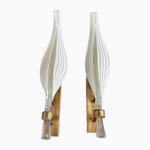 Mid-Century Modern Murano Glass Wall Sconces by Franco Luce, 1970s, Set of 2