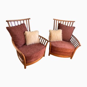 Juego de sillas renacentistas vintage de Ercol, años 90