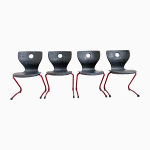Black School Chairs by Verner Panton, Set of 4