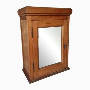Kiefernholz Medizin Wandschrank mit Spiegel, 1930er