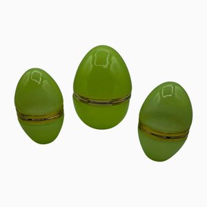 Antique French Egg-Shaped Boxes in Uralina, 1920s, Set of 3