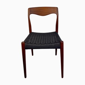 Chaise de Salle à Manger en Teck attribuée à Niels Otto Møller et Assise Cordon Noir, Danemark