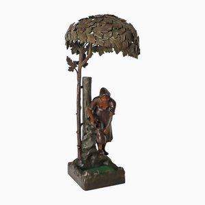 Art Nouveau Bronze and Cast Metal Table Lamp Woman at the Forest Fountain, 1890s