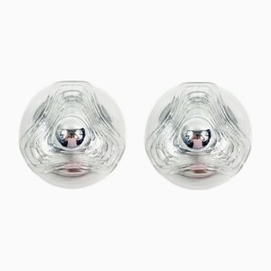 Wave Glass Wall Lamps by Koch & Lowy for Peill & Putzler, Germany, 1970s, Set of 2