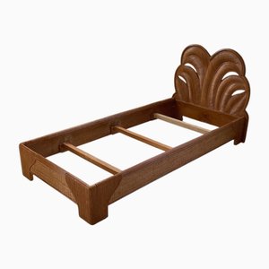 Wicker and Rattan Palm Tree Single Bed from Vivai del Sud, 1970s