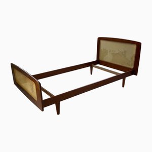 Teak and Cane Bed attributed to Roger Landault, 1960s