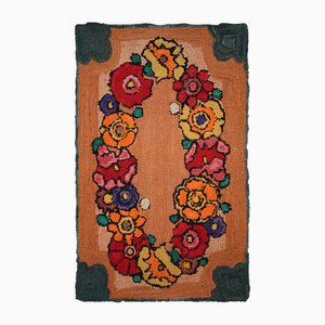 Vintage Orange Wool Rug, 1940s