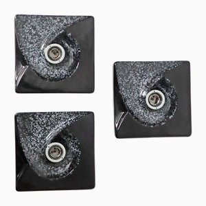 Black Galaxy Swirl Ceramic Wall Lights by Pan, German,y 1970s, Set of 3