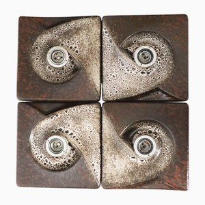 Brutalist Fat Lava Swirl Wall Lights by Pan, Germany, 1960s, Set of 4