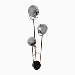 3-Light Floor Lamp with Chromed Metal Structure and Adjustable Sphere Diffusers, 1970s