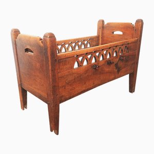 Antique Wooden Childrens Bed, 1850s