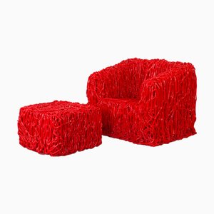 Set of Senzafine Model Armchair and Ottoman by Gaetano Pesce, 1996