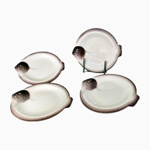 Assiettes Peintes à la Main Copenhague par Longwy, 1970s, Set de 4