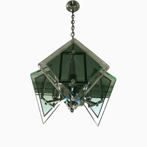 Lámpara colgante de vidrio atribuida a Fontana Arte, años 70