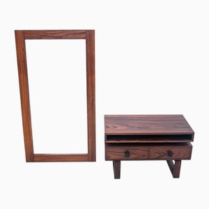 Rosewood Mirror and Commode, 1960s, Set of 2