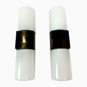 Bauhaus Bakelite Wall Lamps with Milk Glass, 1950s, Set of 2