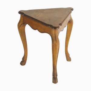 Table d'Appoint Antique en Chêne de Forme Triangulaire