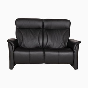 Schwarzes Zwei-Sitzer Ledersofa von Himolla