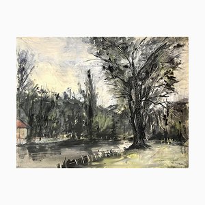 Jean Pierre Rémon, Landschaft, Mixed Media auf Tafel
