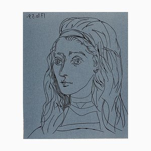 Pablo Picasso, Retrato de Jacqueline, Linograbado, 1962