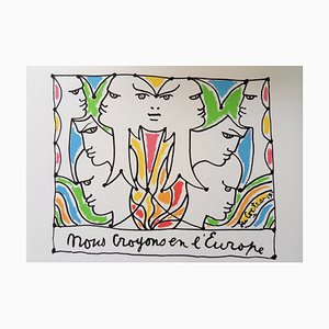 Jean Cocteau, Europe, Anger Between States, Signed Lithograph