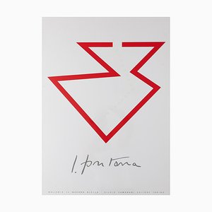 Lucio Fontana, Concetto Spaziale Rosso, Poster serigrafato originale firmato