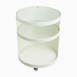 Weißer runder Space Age Trolley Opal zugeschrieben, Deutschland, 1960er