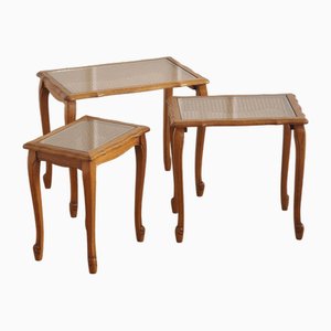Vintage Nesting Tables in Viennese Wicker, Set of 3
