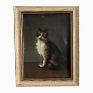 Henriette Barry, Porträt einer Katze, 1899, Öl auf Leinwand, Gerahmt