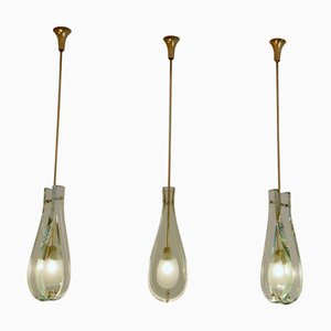Lámparas colgantes modelo 2259 vintage de Max Ingrand para Fontana Arte, 1960. Juego de 3