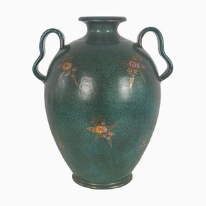 Jarrón decorativo grande con motivos florales, años 50