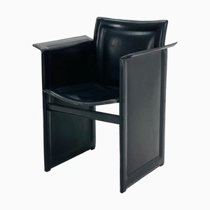 Fauteuil Korium KM1 Mid-Century en Cuir Noir par Tito Agnoli pour Matteo Grassi, Italie, 1970s