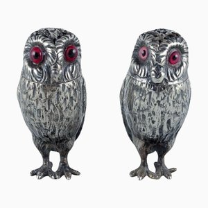 Salt and Pepper Shakers in Owl Shape by Edward Charles Brown, Set of 2