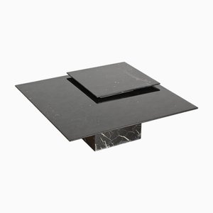 Italienischer Couchtisch aus schwarzem Marquina Marmor & Chrom mit Tablett, Cattelan, 1970er