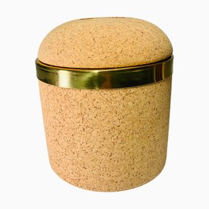 Cork and Brass Ice Bucket by Sughero Vogue, Monza, Italy, 1970s