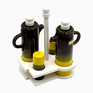 Set condimenti Space Age in ceramica di Sic, Italia, anni '70, set di 5