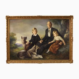 Francisco Ribera, Family Portrait, 1972, Oil on Canvas, Framed
