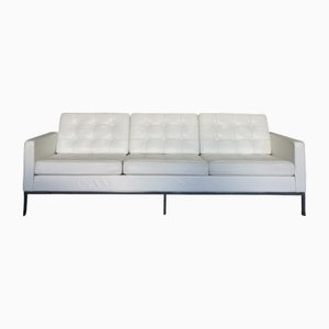 Divano in pelle bianca di Florence Knoll Bassett per Knoll Inc / Knoll International, anni '90