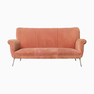 Three-Seater Sofa in Pink Velvet, 1950s