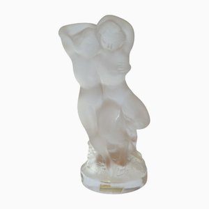 Crystal Women Posing Statuette from Lalique France, 1980s
