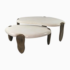 White Rock Crystal and Bronze Fiber Coffee Tables by Ginger Brown, Set of 2